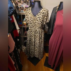 Leopard print high/low dress, size 18.